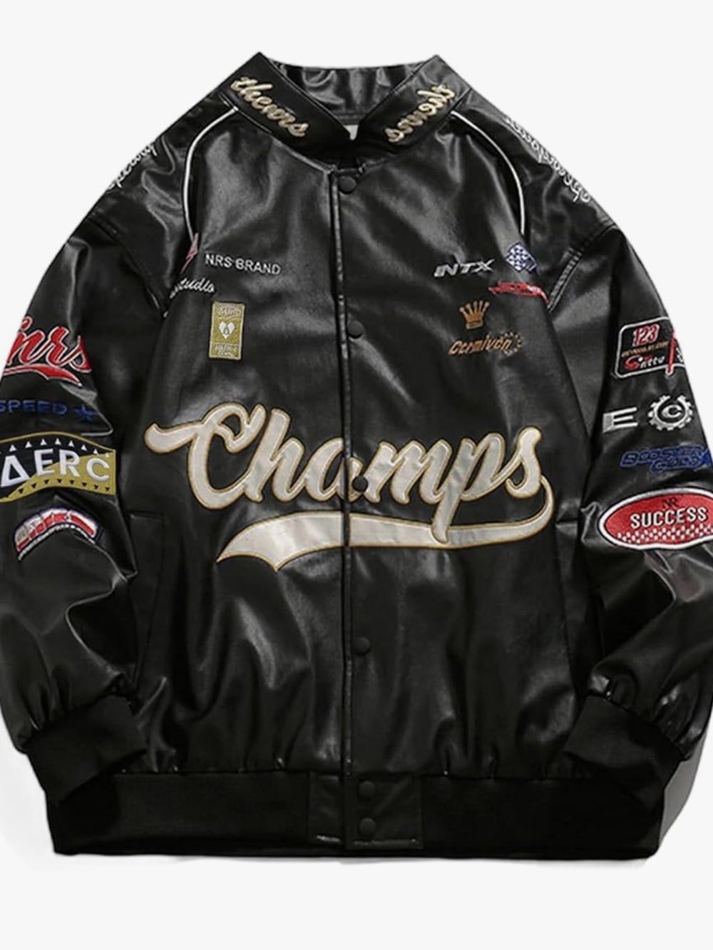 AELFRIC EDEN Aelfric Eden Faux Leather Racing Jacket Oversized Motorcycle Biker - Picture 2 of 7